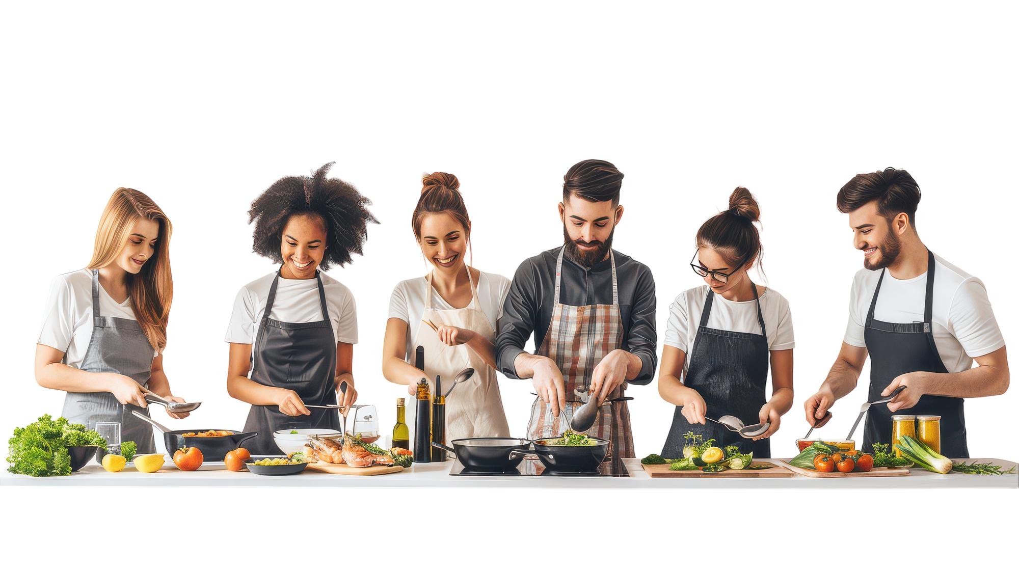 Participants tasting dishes